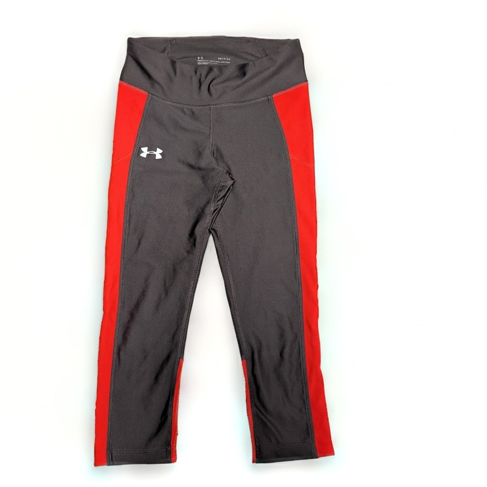 Under Armour HeatGear Compression Leggings – Gray & Red | Women’s Small